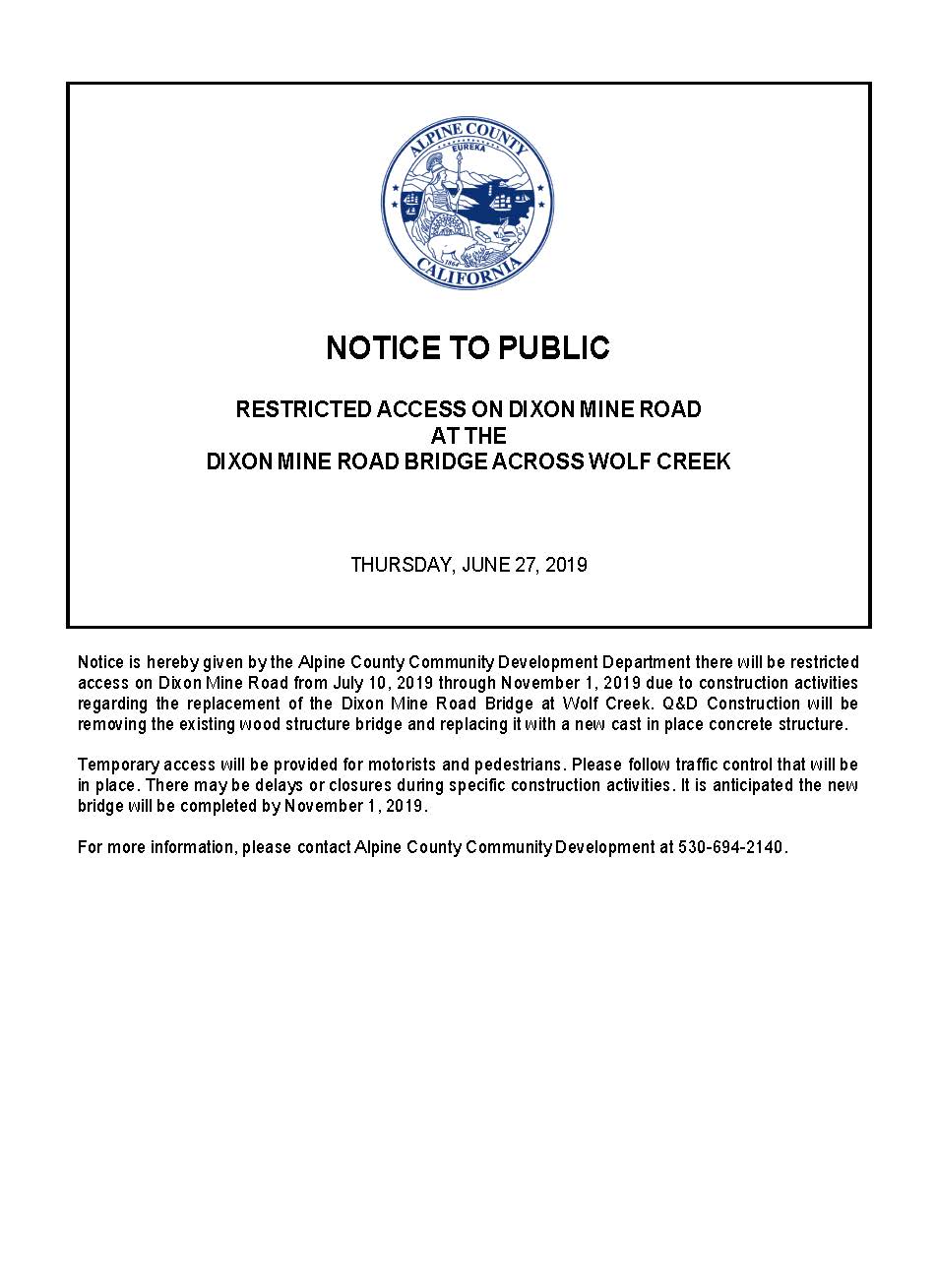 Public Notice of Restricted Access on Dixon Mine Road 2019.06.27.jpg